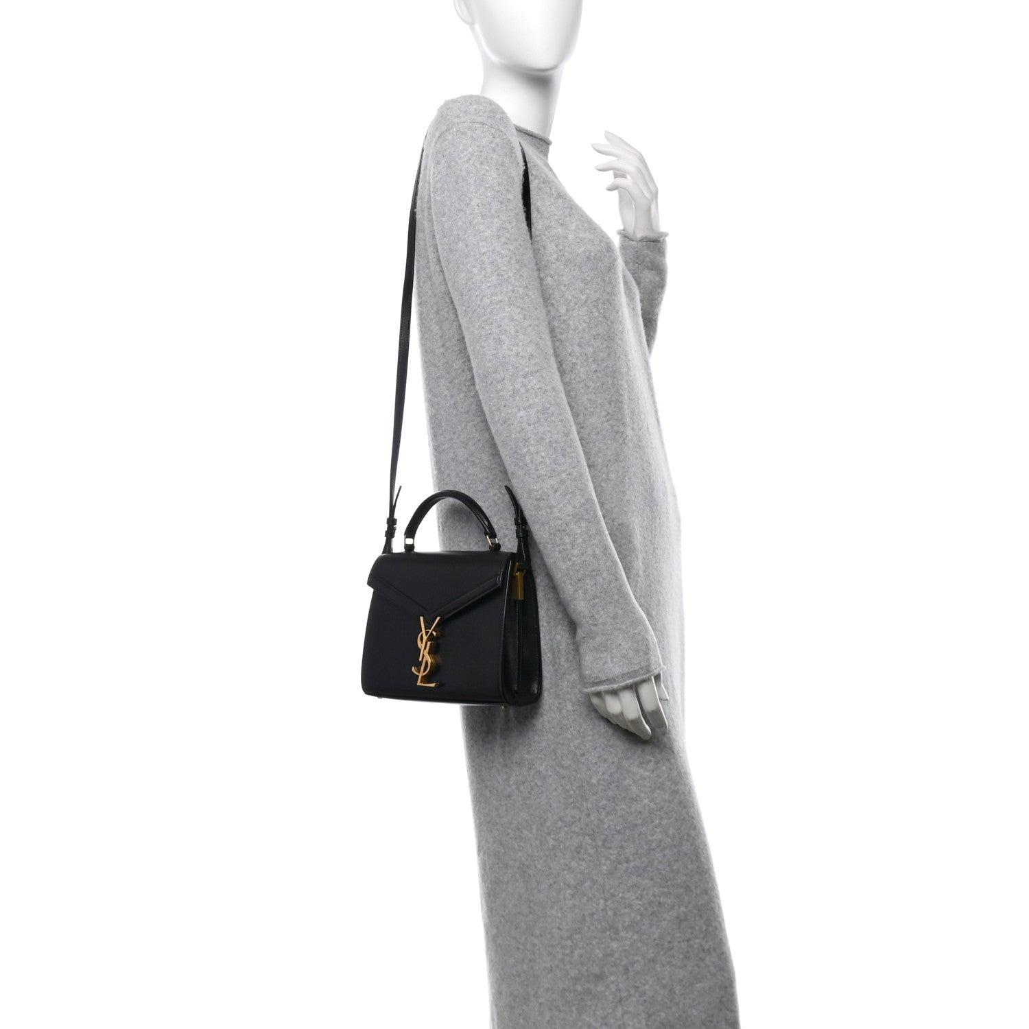 Saint Laurent Calfskin Mini Classic Monogram Cassandra Top Handle Black 2 of 14