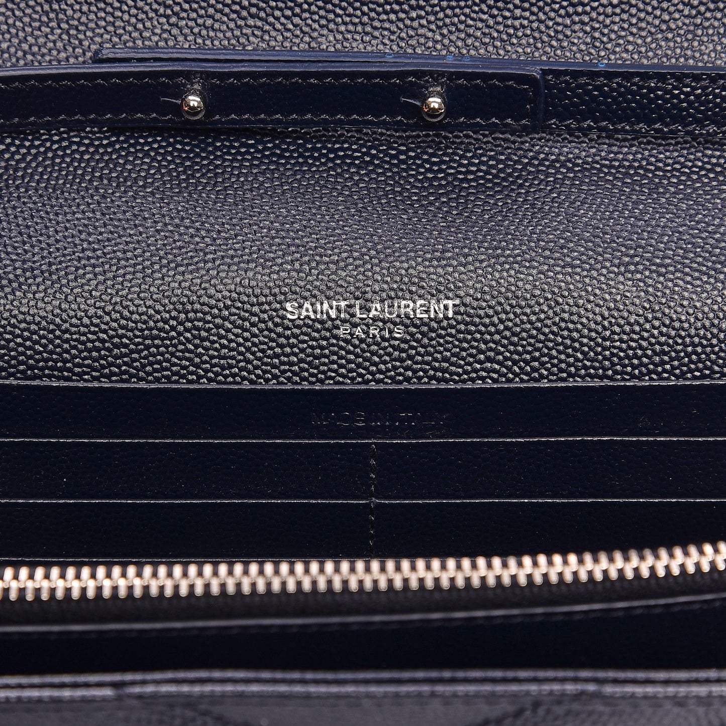 Grain de Poudre Matelasse Chevron Medium Monogram Chain Wallet Blue