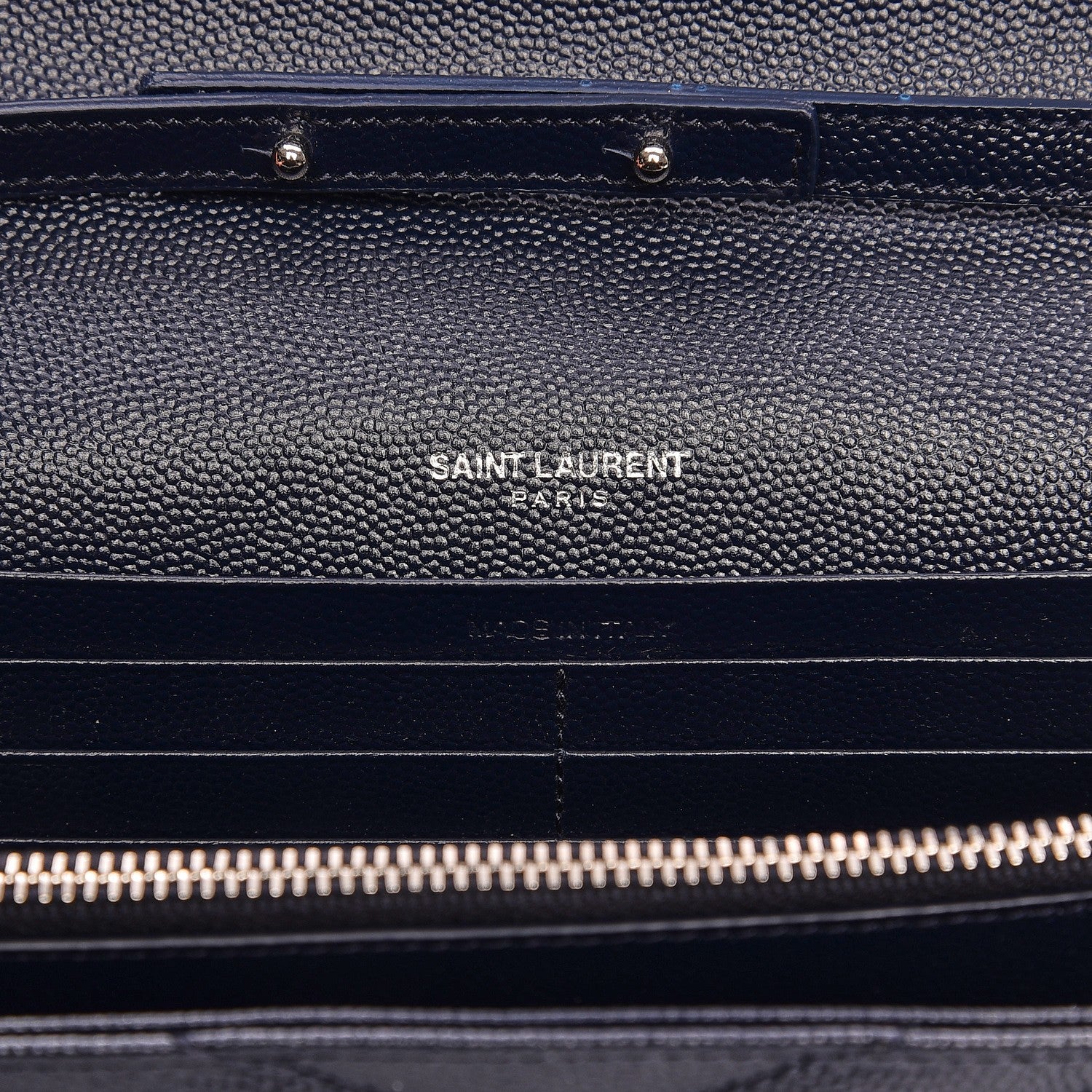 Saint Laurent Grain de Poudre Matelasse Chevron Medium Monogram Chain Wallet Blue 6 of 6