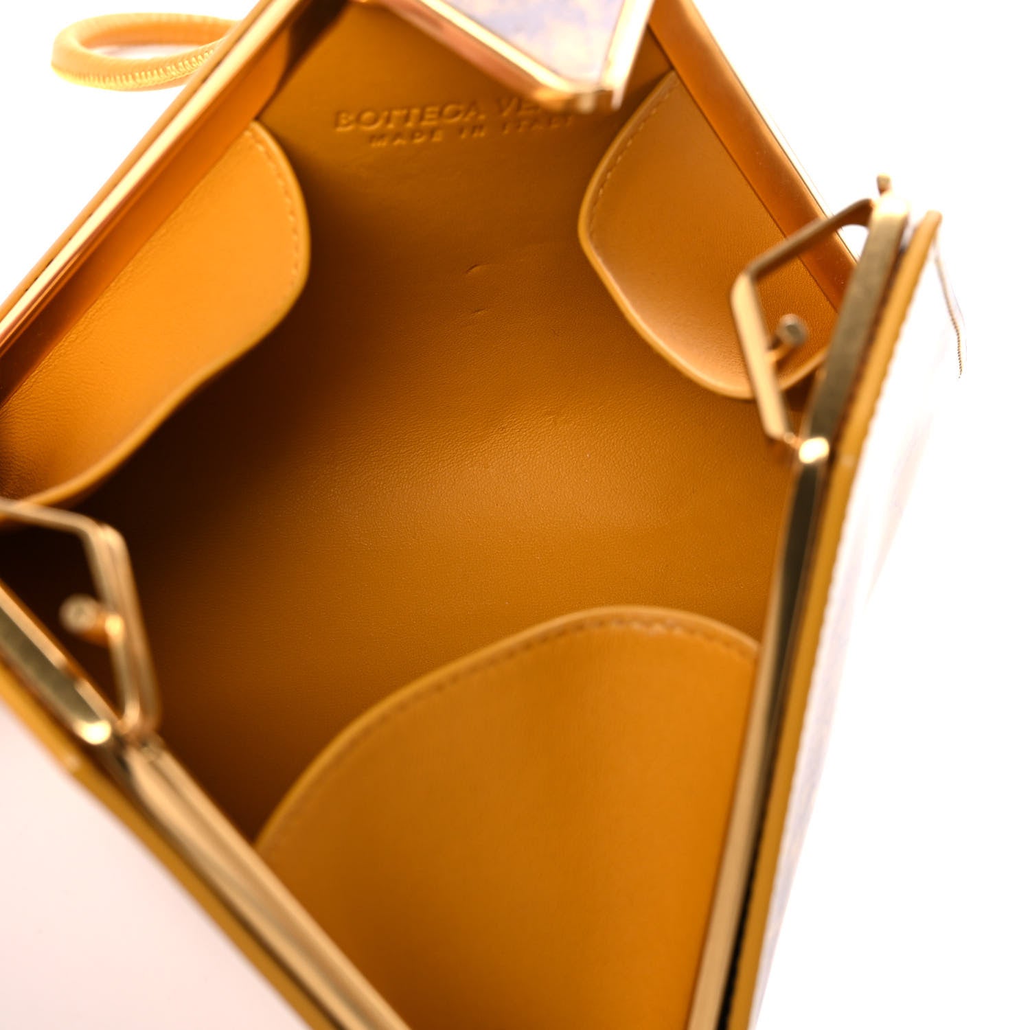 Bottega Veneta Spazzolato Calfskin Pyramid Bag Gold Marble 5 of 11