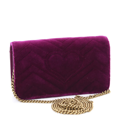 Gucci Velvet Matelasse GG Marmont Mini Bag Fuchsia Violet Cyclamen 3 of 11