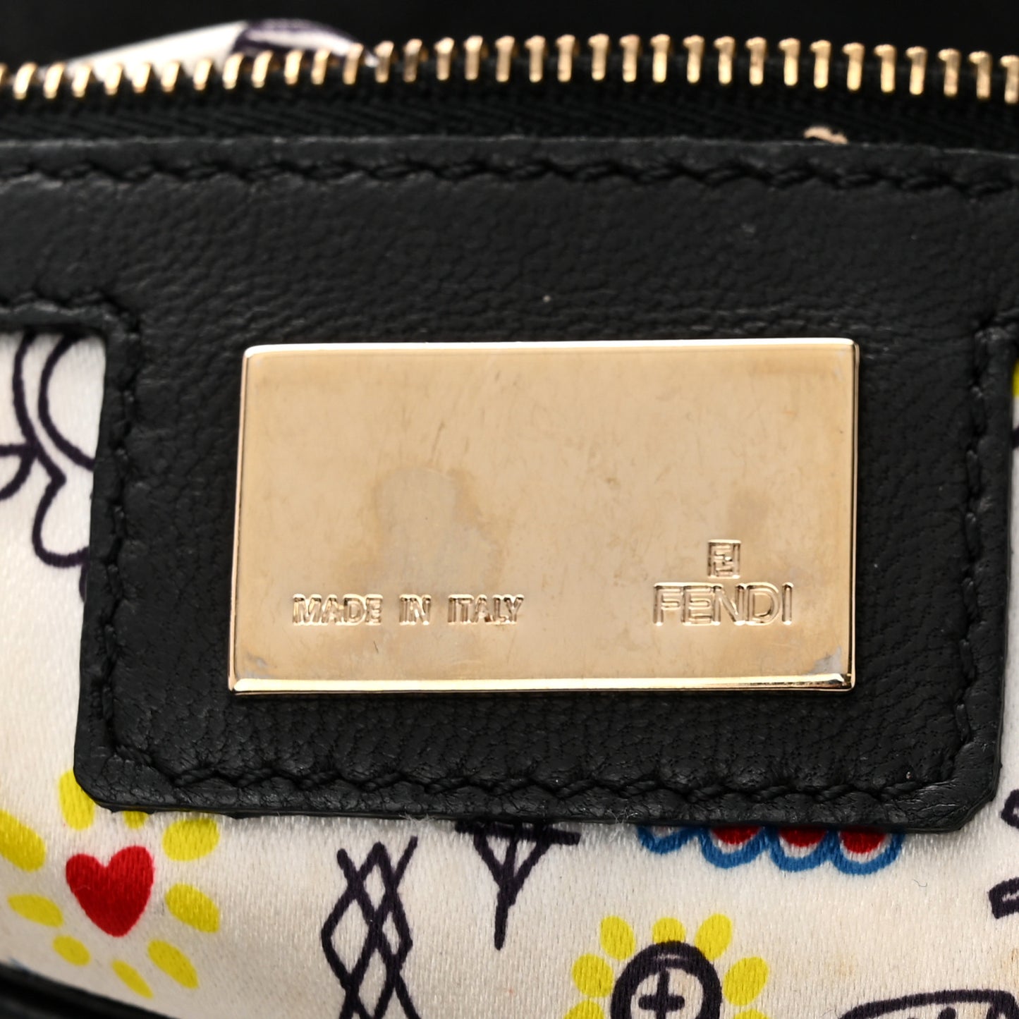 Nappa Logo Embossed Baguette Black