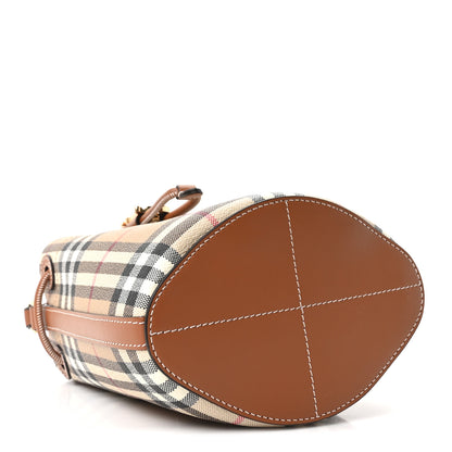 Burberry E-Canvas Vintage Check Mini Drawstring Bucket Bag Briar Brown 4 of 10