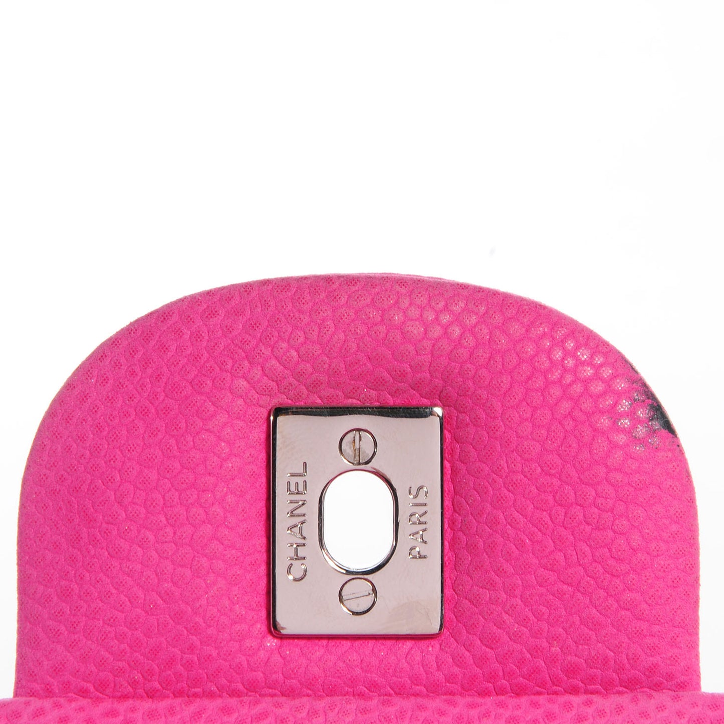 Iridescent Caviar Maxi Double Flap Hot Pink