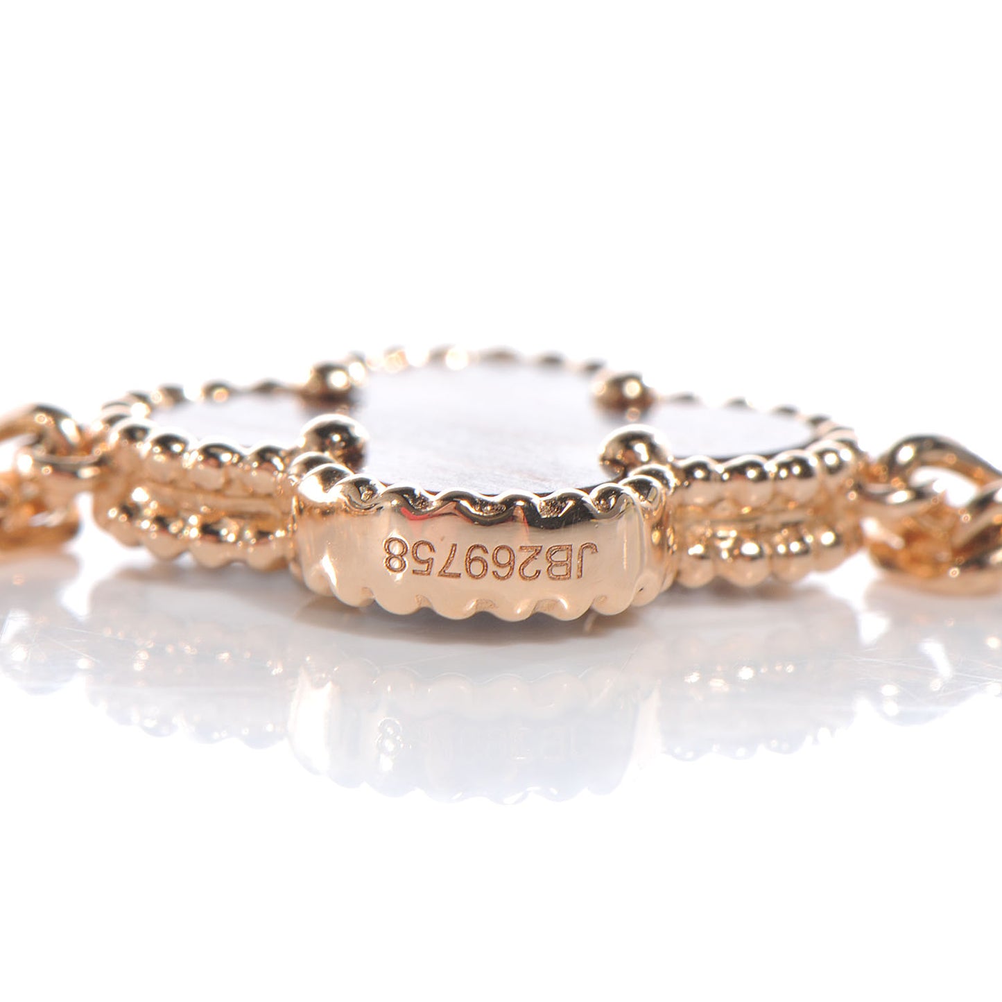 18K Rose Gold Letterwood 5 Motifs Vintage Alhambra Bracelet
