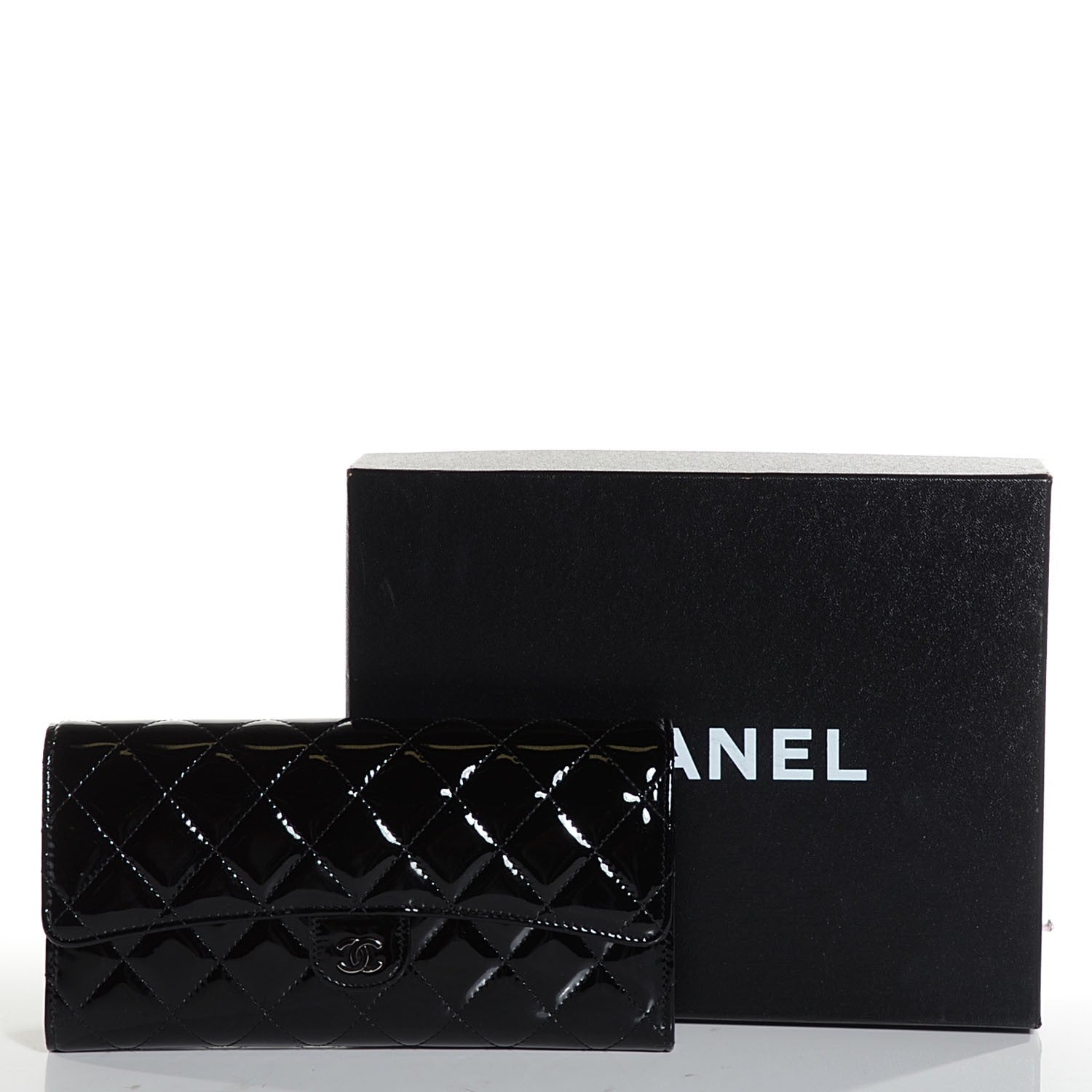 Chanel Patent Quilted Travel Wallet Black 8 of 10