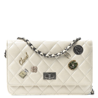 Chanel Metallic Calfskin Lucky Charms Casino 2.55 Reissue Wallet On Chain WOC Ivory 1 of 11