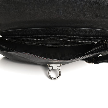 Salvatore Ferragamo Calfskin Sofia Gancini Satchel Black 5 of 12
