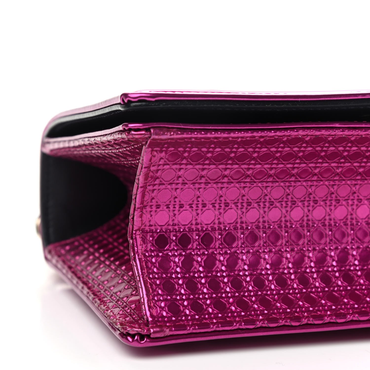 Christian Dior Metallic Patent Micro-Cannage Small Diorama Flap Bag Fuchsia 6 of 7