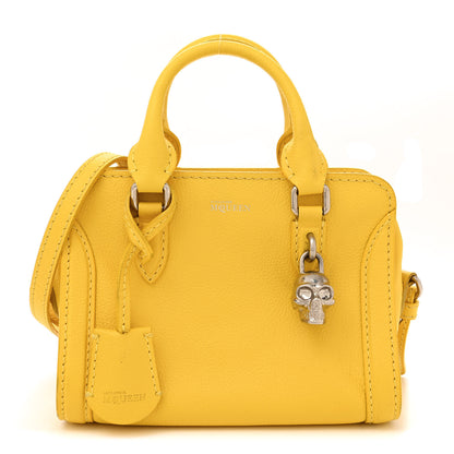 Alexander McQueen Pebbled Calfskin Mini Skull Padlock Zip Around Tote Yellow 1 of 20