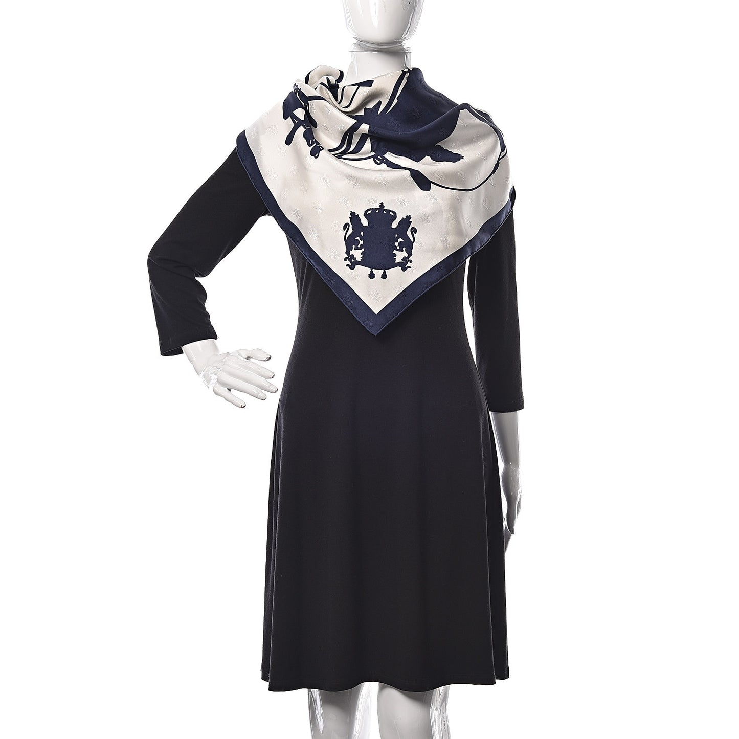 Silk Harnais De Cour Tattoo Scarf 90 Marine White