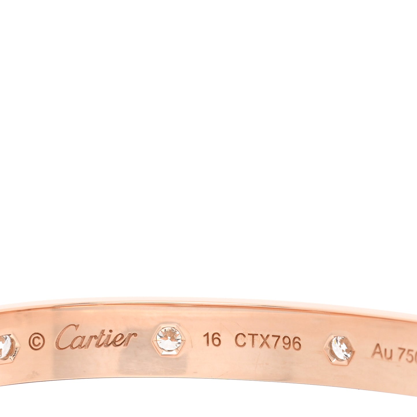 18K Pink Gold 10 Diamond LOVE Bracelet 16