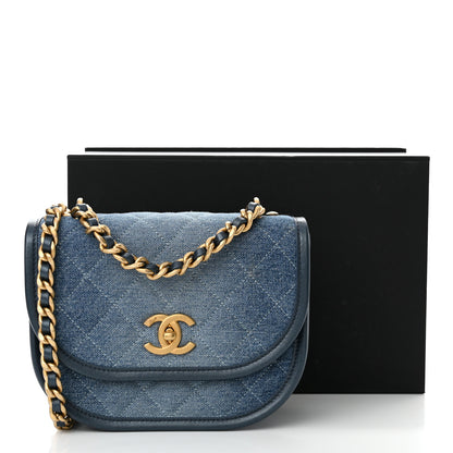 Chanel Washed Denim Quilted Small Messenger Flap Blue 11 of 11