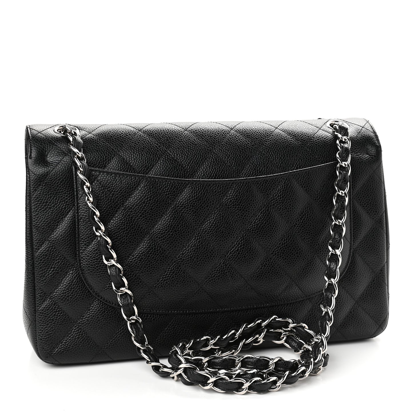 Caviar Quilted Jumbo Double Flap Black