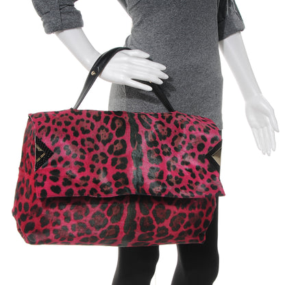 Jimmy Choo Pony Hair Printed Leopard Large Handbag Pink 2 of 6