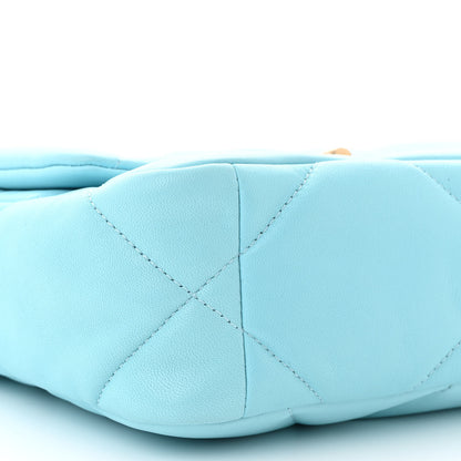 Chanel Shiny Lambskin Quilted Medium Chanel 19 Flap Light Blue 9 of 11