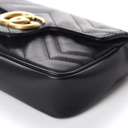 Gucci Calfskin Matelasse Super Mini GG Marmont Shoulder Bag Black 7 of 12