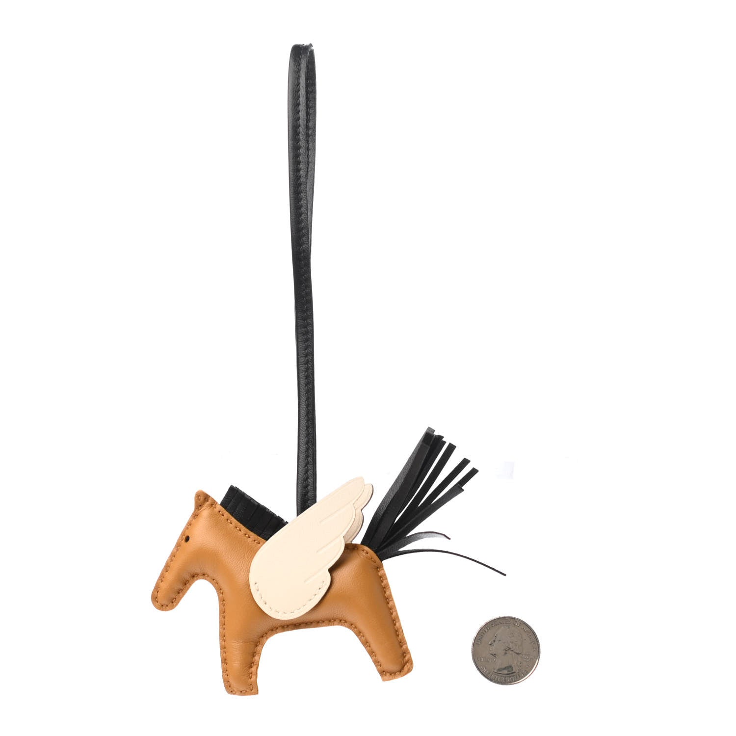 Hermes Milo Lambskin Grigri Rodeo Pegase Horse Bag Charm PM Sesame Black Nata 2 of 4