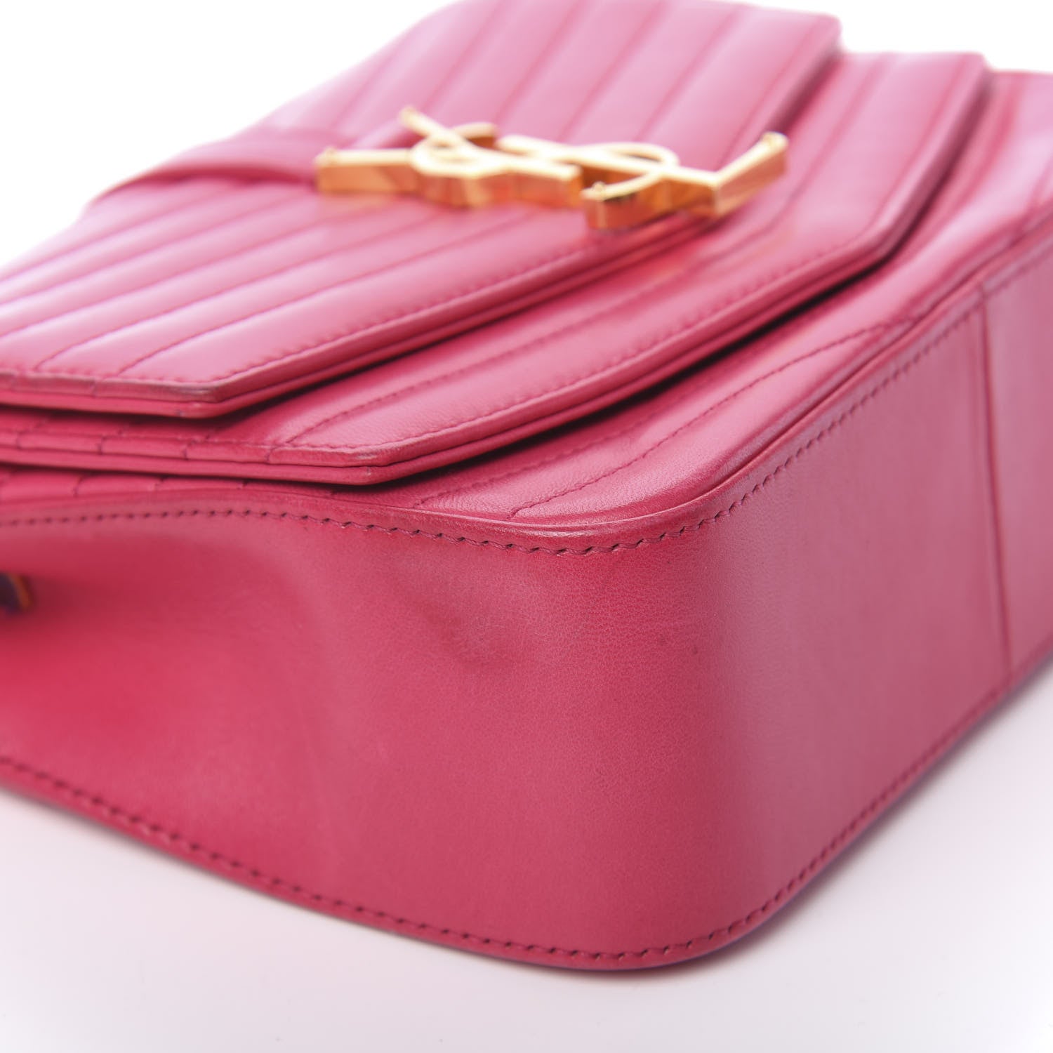 Saint Laurent Lambskin Matelasse Chevron Monogram Small Sulpice Bag Fuchsia 8 of 10
