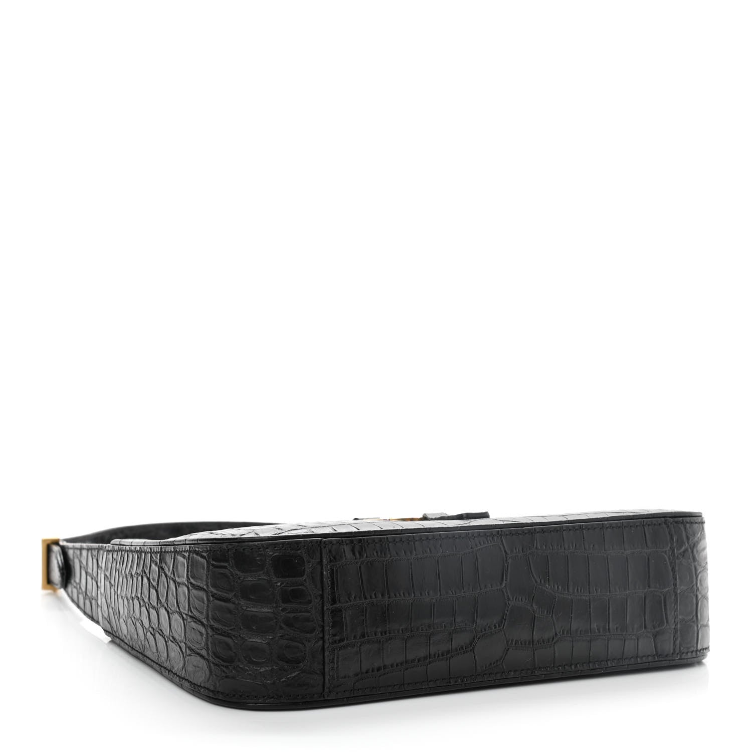 Saint Laurent Calfskin Crocodile Embossed Le 5 A 7 Hobo Black 4 of 11