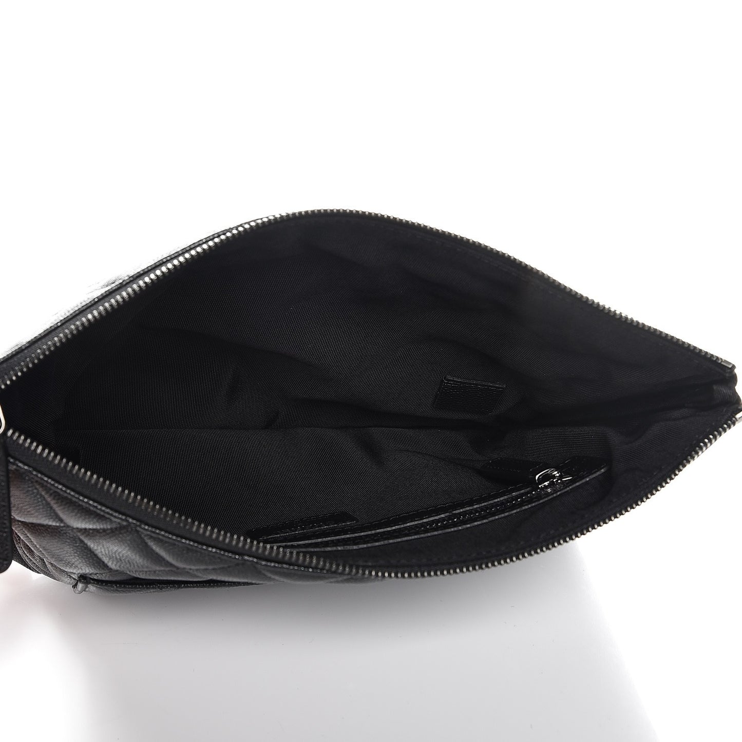 Metallic Caviar Quilted Medium Cosmetic Case Black
