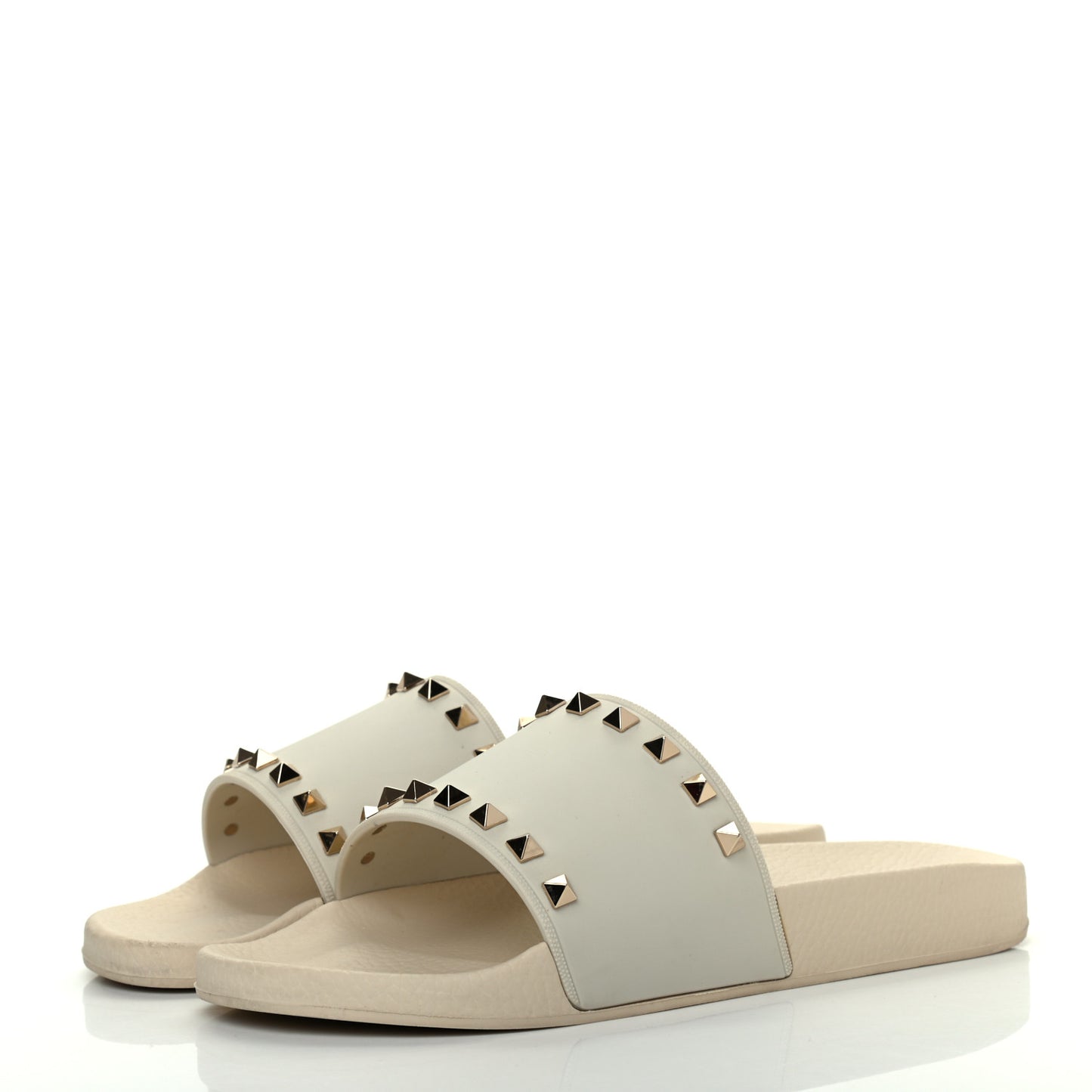 Rubber Rockstud Slide Sandals 41 Light Ivory