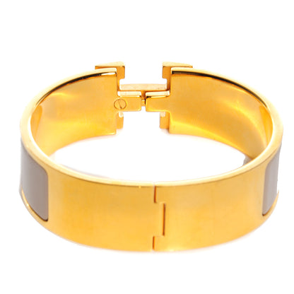 Hermes Enamel Wide Clic Clac H Bracelet GM Etoupe 4 of 5