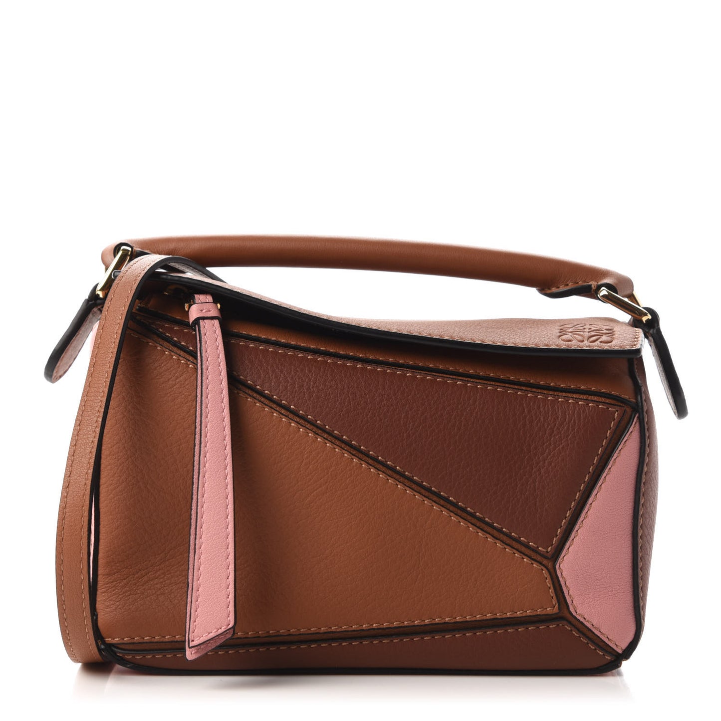 Calfskin Mini Puzzle Bag Tan Medium Pink