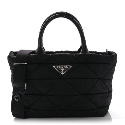 Prada Re-Nylon Nappa Triangle Quilted Padded Small Double Handled Zip Tote Black 1 of 11