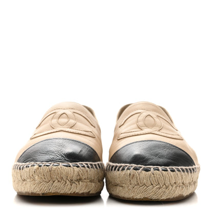 Chanel Lambskin CC Espadrilles 40 Beige Black 3 of 10