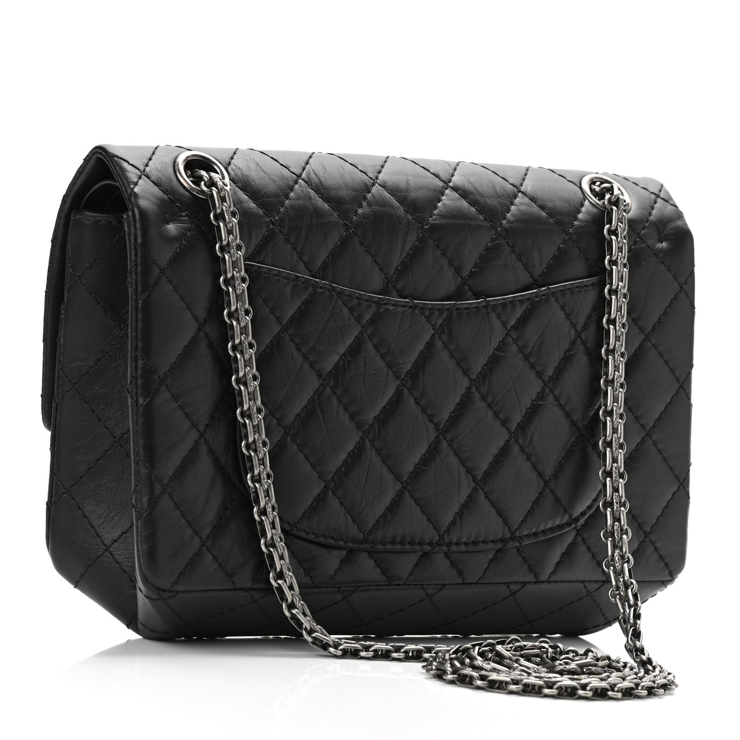 Aged Calfskin Quilted 2.55 Reissue 225 Flap Black