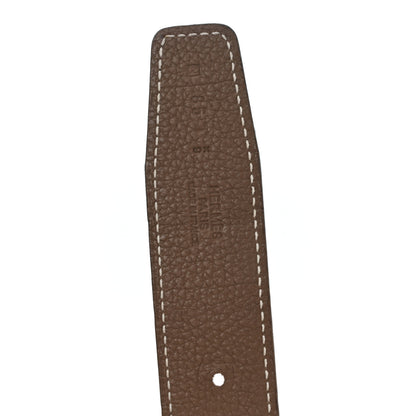 Hermes Swift Togo 32mm Martelee Constance H Belt 85 34 Black Etoupe 3 of 5