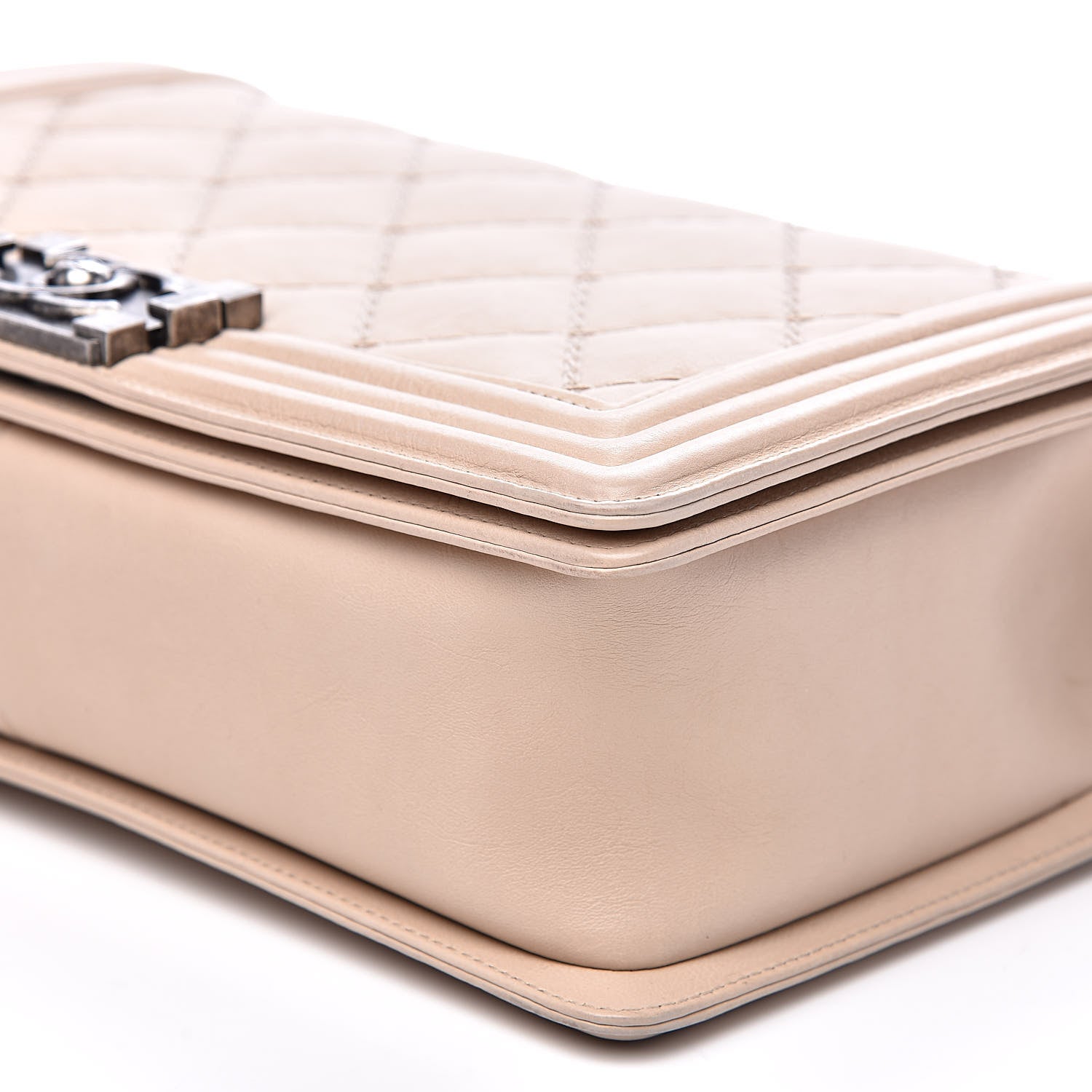 Chanel Calfskin Quilted Double Stitch New Medium Boy Flap Beige 9 of 15