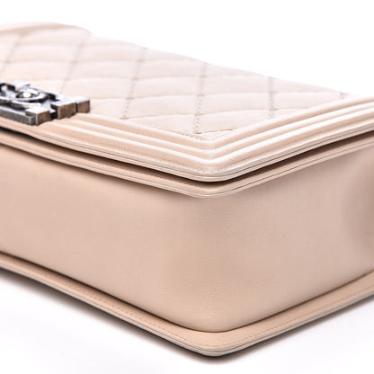 Chanel Calfskin Quilted Double Stitch New Medium Boy Flap Beige 9 of 15