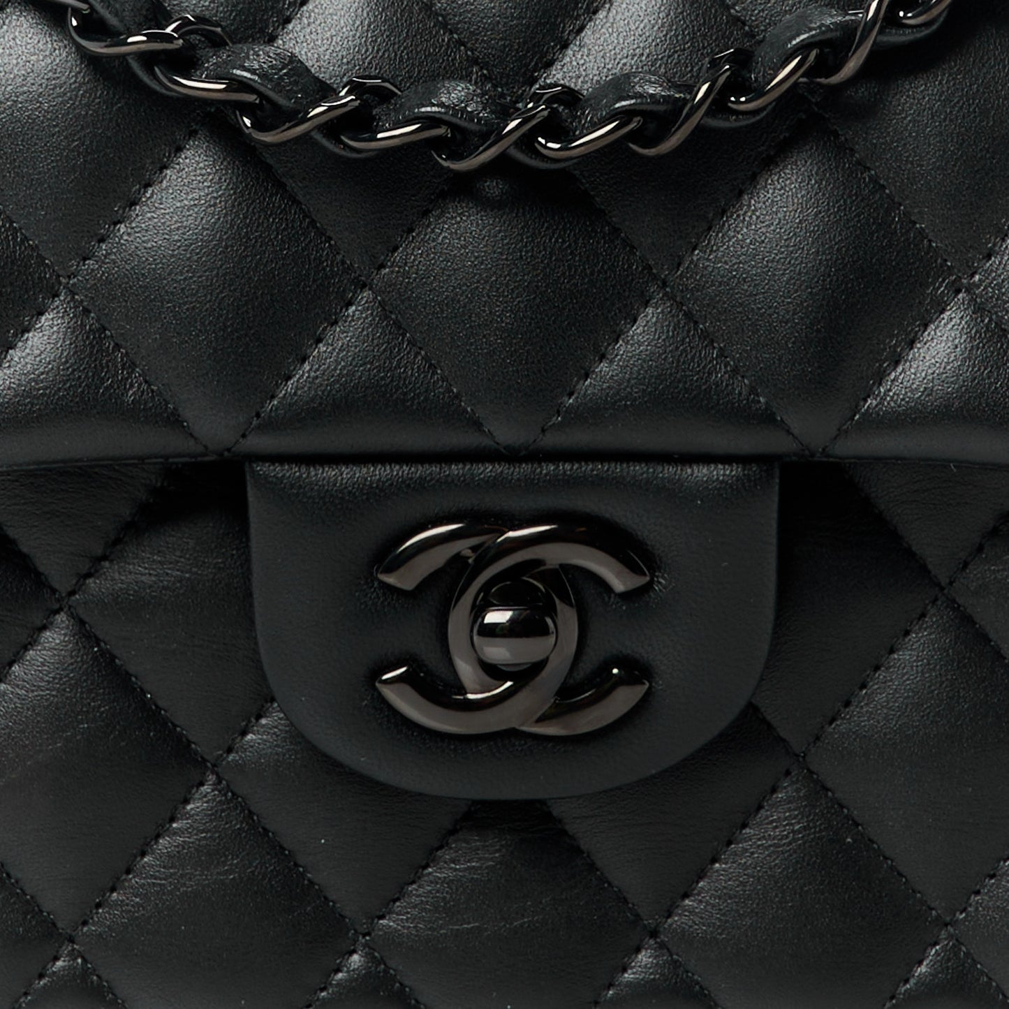 Lambskin Quilted Small Double Flap So Black