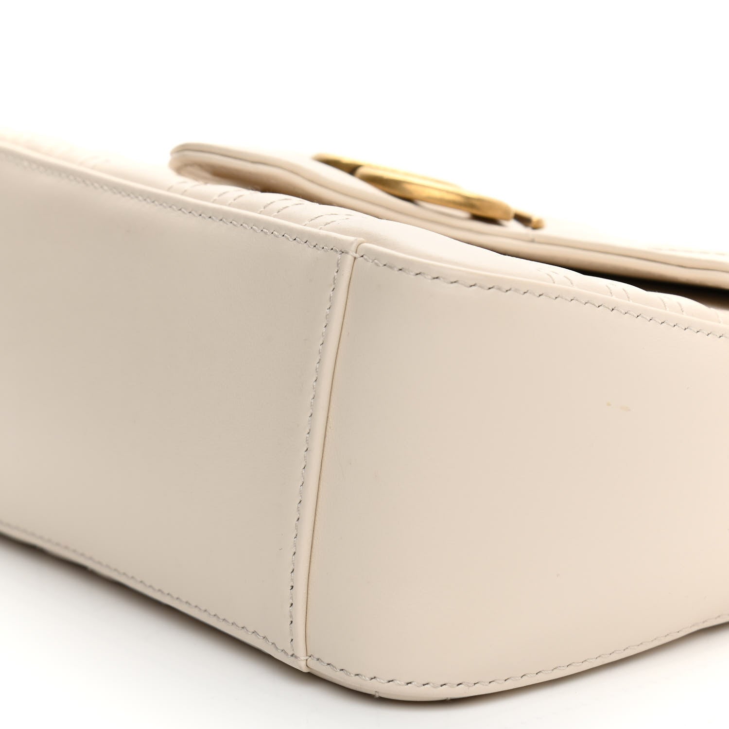 Gucci Calfskin Matelasse Mini GG Marmont Top Handle Shoulder Bag White 10 of 11