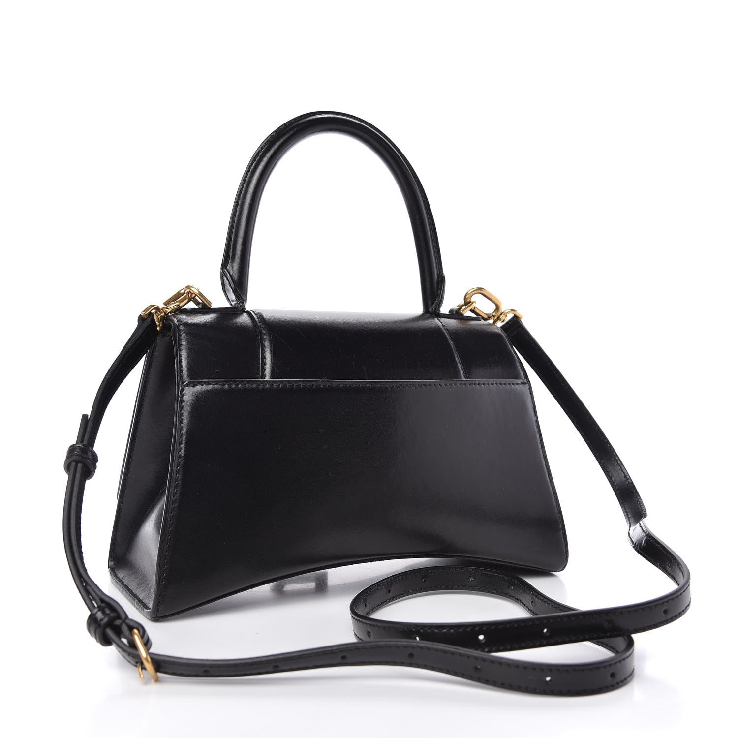 Balenciaga Shiny Box Calfskin Small Hourglass Top Handle Bag Black 3 of 9