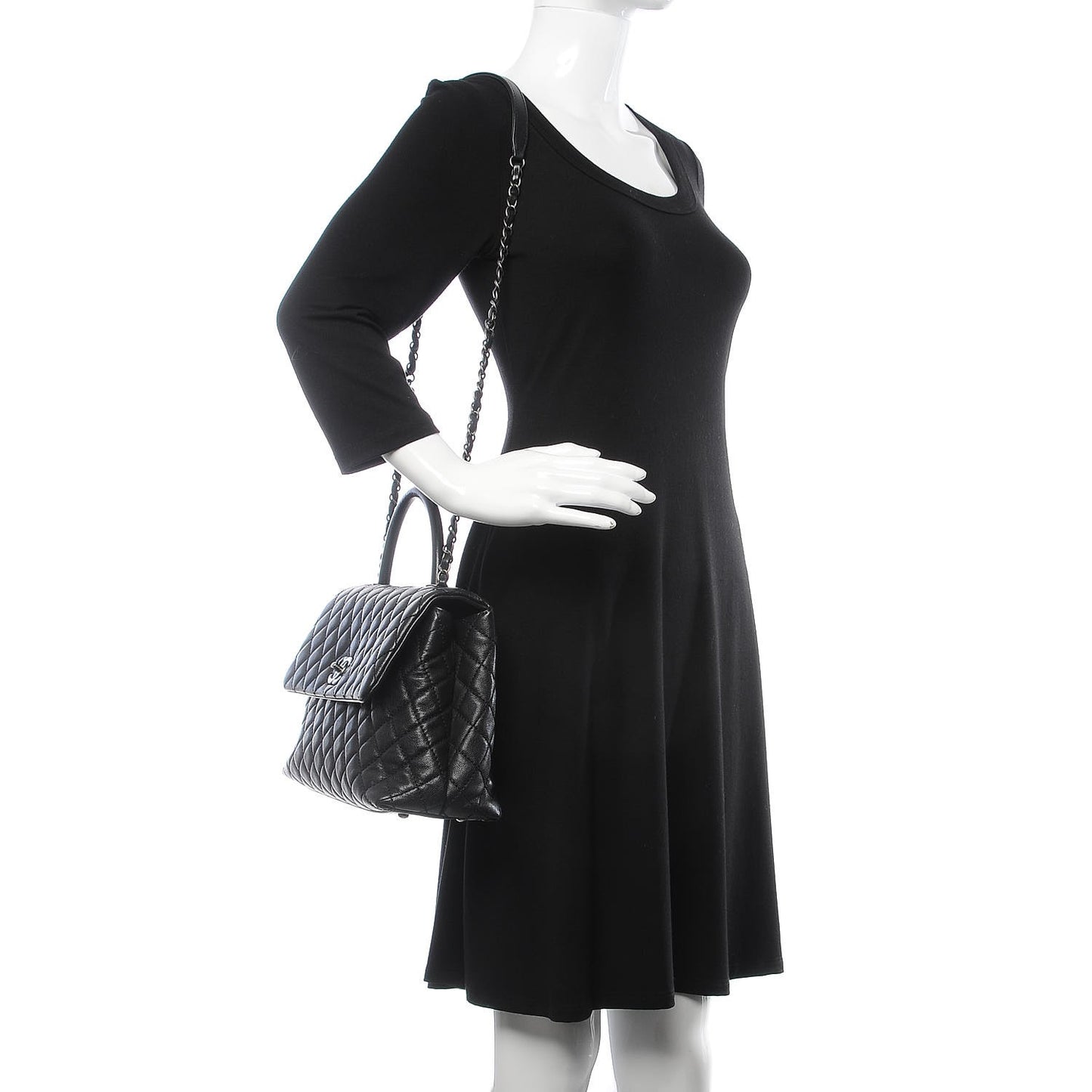 Caviar Quilted Medium Coco Handle Flap Black