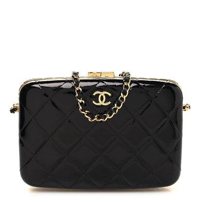 Chanel Glazed Goatskin Quilted Box With Chain Black 1 of 12