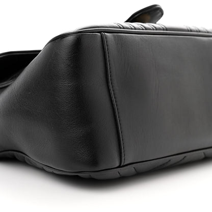 Gucci Calfskin Matelasse Small GG Marmont Top Handle Shoulder Bag Black 9 of 10