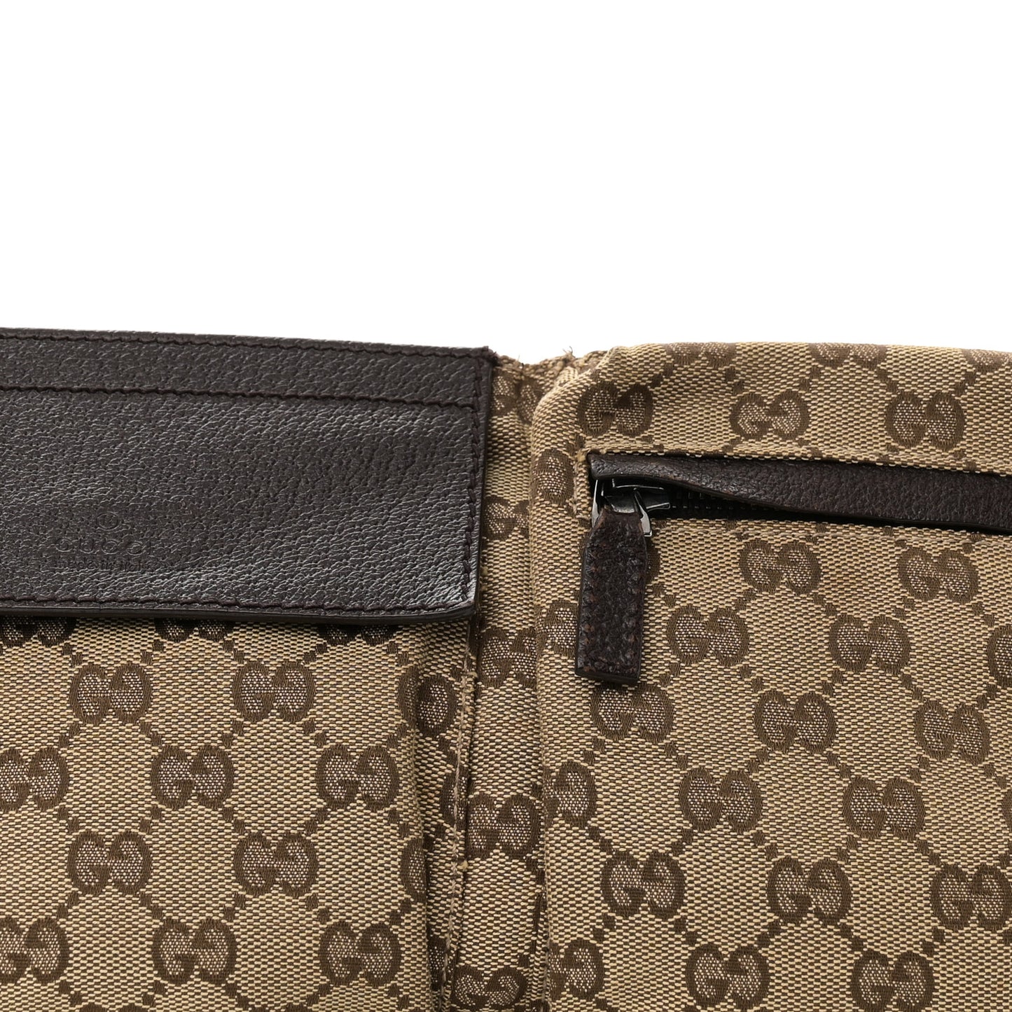 GG Monogram Double Pocket Belt Bag Dark Brown