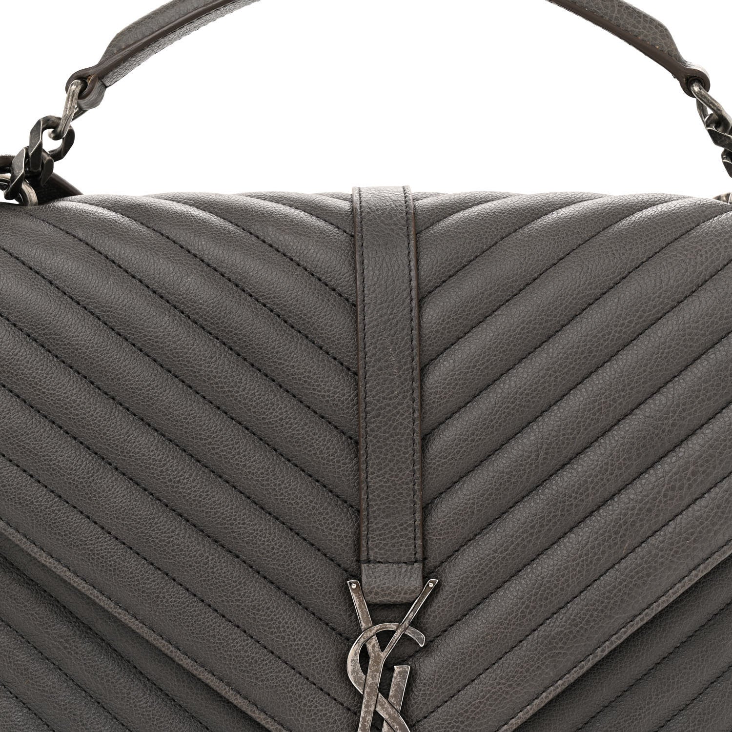 Saint Laurent Sheepskin Matelasse Large Monogram College Satchel Dark Anthracite 8 of 17