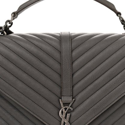 Saint Laurent Sheepskin Matelasse Large Monogram College Satchel Dark Anthracite 8 of 17