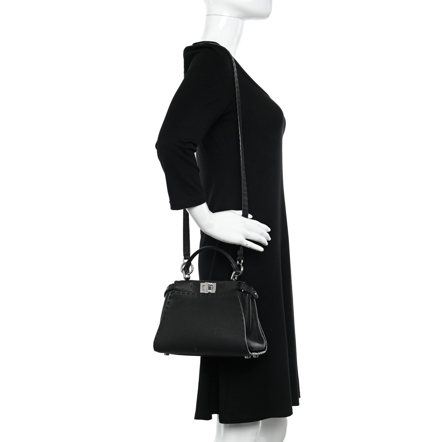 Cuoio Romano Selleria Bi-Color Mini Peekaboo Iconic Satchel Black Mou