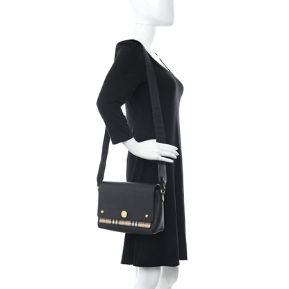 Burberry Grainy Calfskin Vintage Check Note Crossbody Bag Black 2 of 10