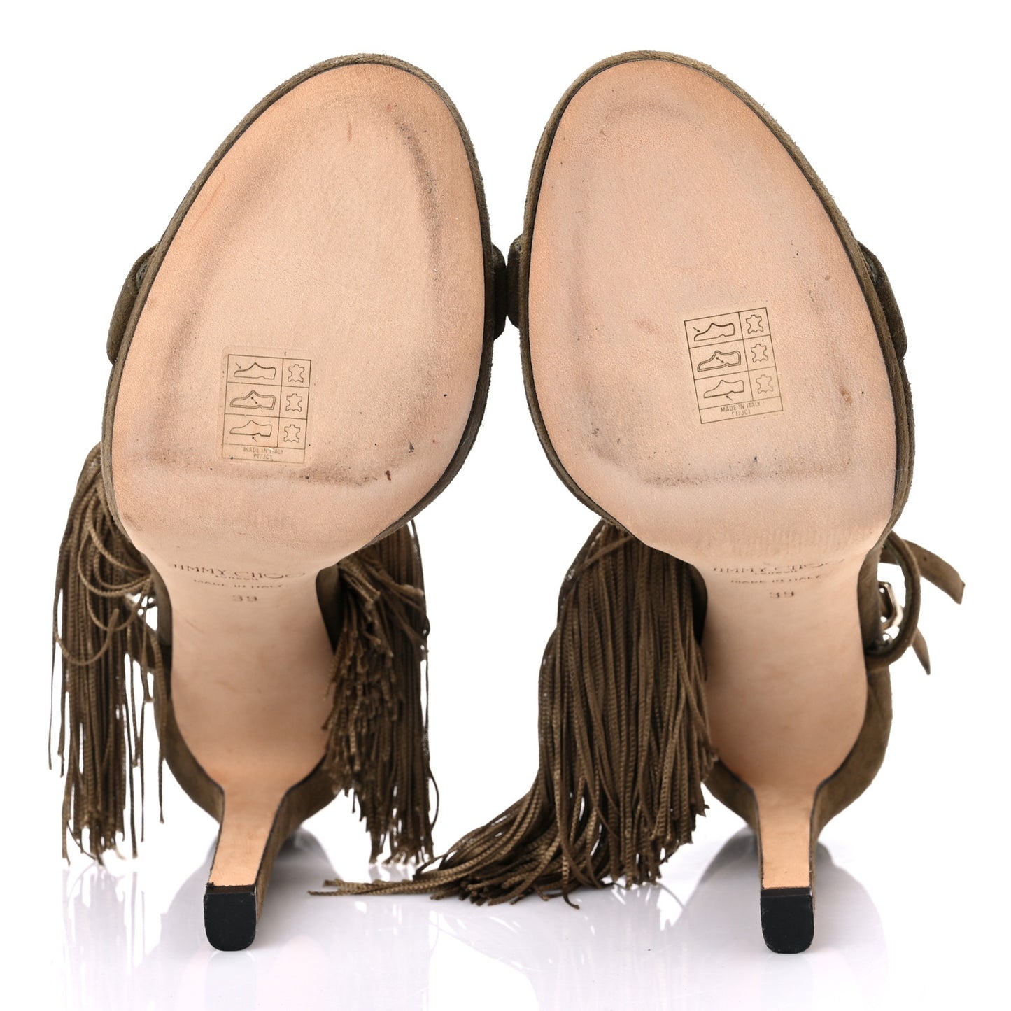 Suede Fringe Farrah 120 Sandals 39 Olive