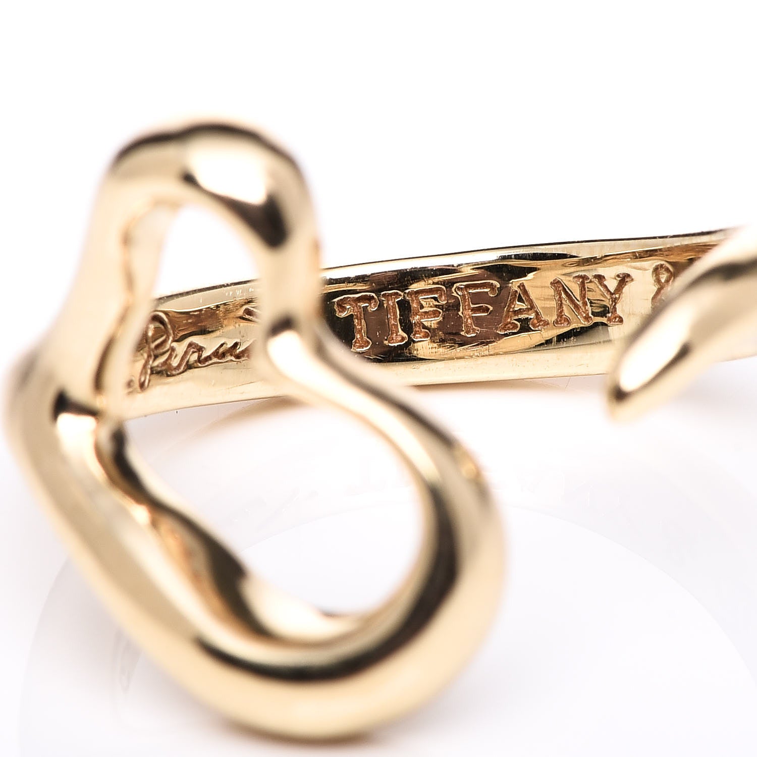 Tiffany 18K Yellow Gold Small Elsa Peretti Open Heart Ring 51 5.75 6 of 8