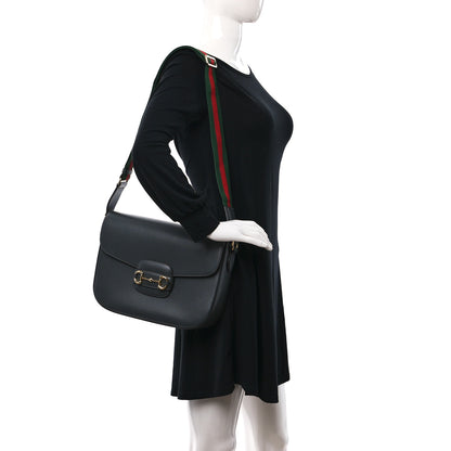 Gucci Azalea Calfskin Web Horsebit 1955 Shoulder Bag Graphite Grey 2 of 8