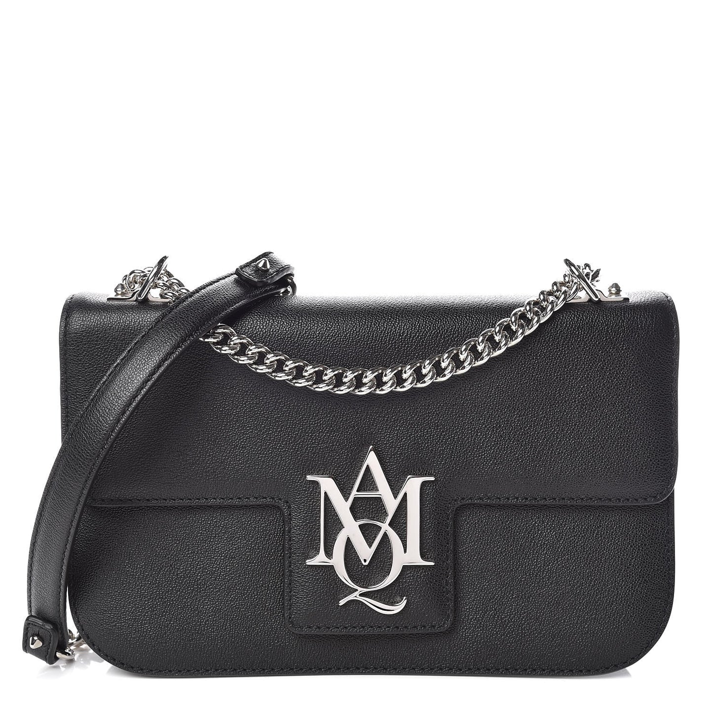 Grained Calfskin Medium Insignia Flap Black