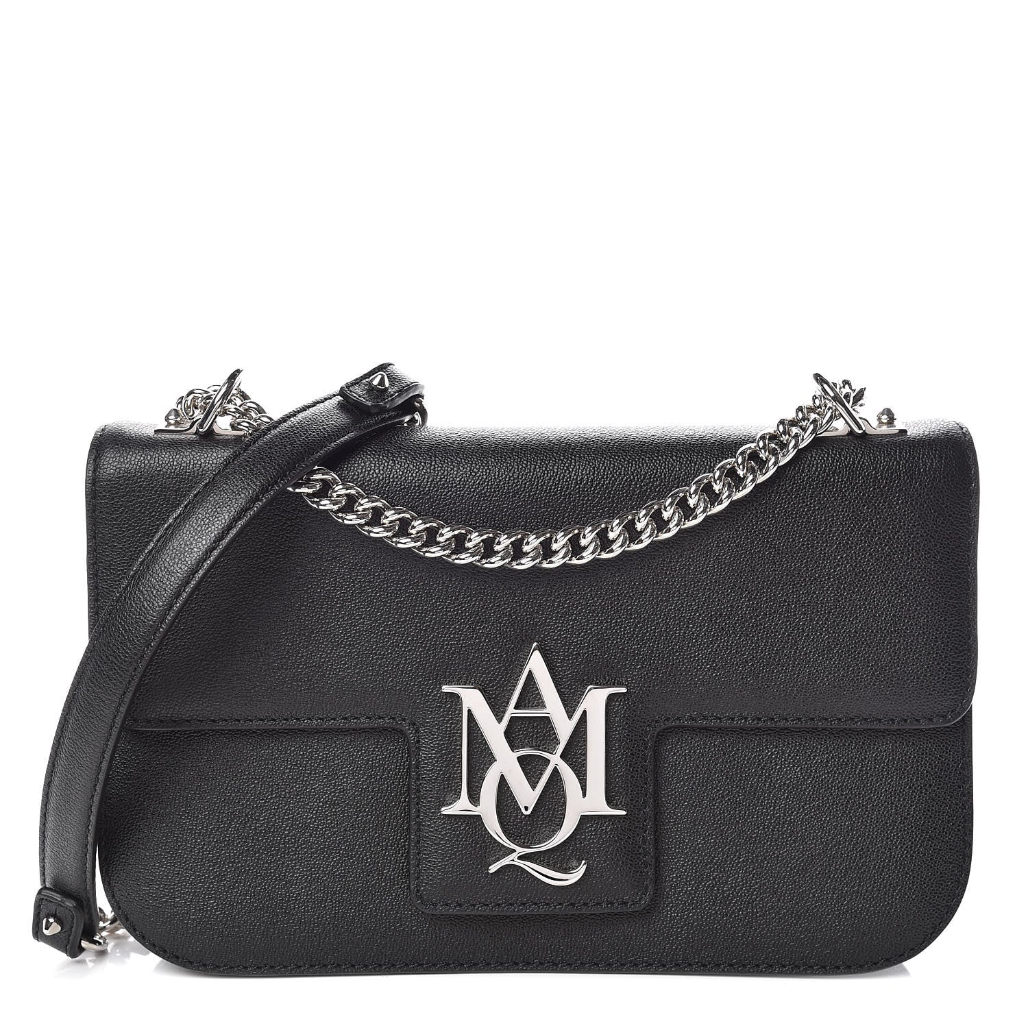 Alexander McQueen Grained Calfskin Medium Insignia Flap Black 1 of 10